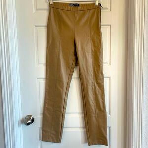 Zara Tan Faux Leather Pants